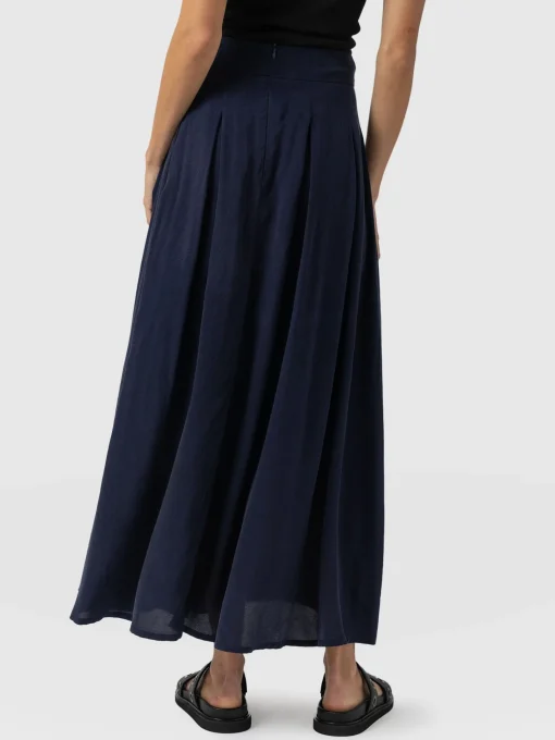 Saint and Sofia Eliza Pleated Skirt - Navy