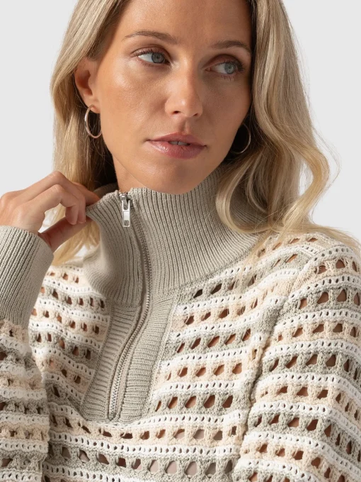 Saint and Sofia Ester Quarter Zip Knit - Beige