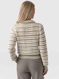 Saint and Sofia Ester Quarter Zip Knit - Beige
