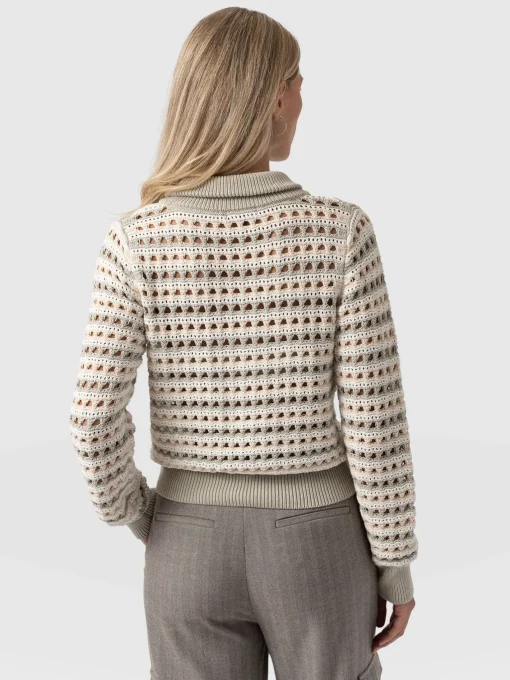 Saint and Sofia Ester Quarter Zip Knit - Beige