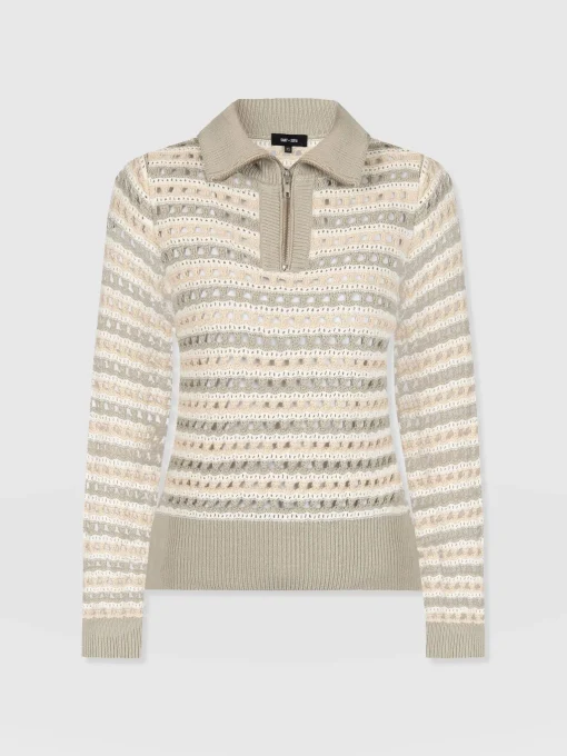 Saint and Sofia Ester Quarter Zip Knit - Beige