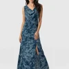 Saint and Sofia Faye Cowl Neck Dress - Blue Marble