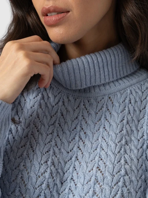 Saint and Sofia Glen Cable Knit Sweater - Pale Blue