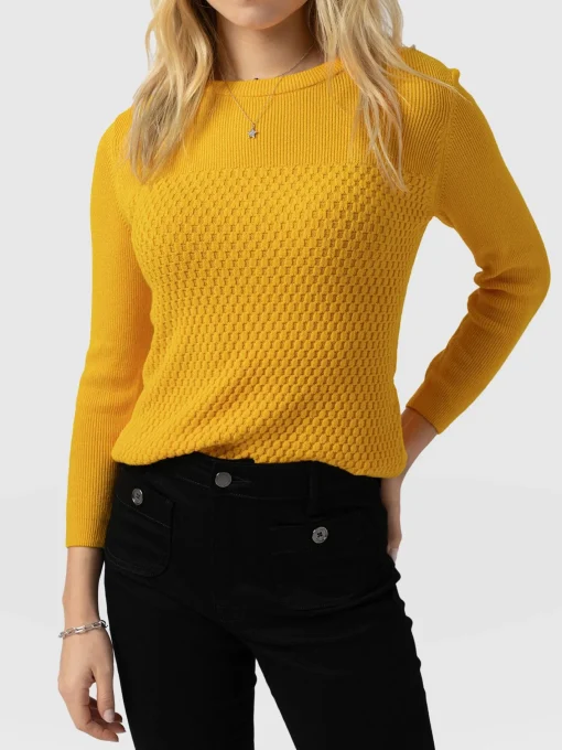 Saint and Sofia Honeycomb Rib Sweater - Yellow