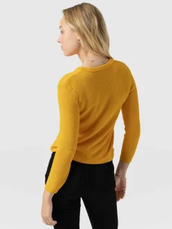 Saint and Sofia Honeycomb Rib Sweater - Yellow