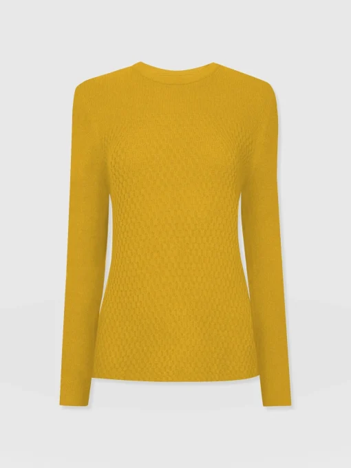 Saint and Sofia Honeycomb Rib Sweater - Yellow