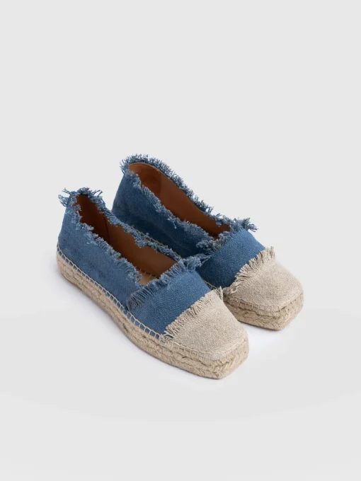 Saint and Sofia Ivy Frayed Espadrille Pumps - Blue