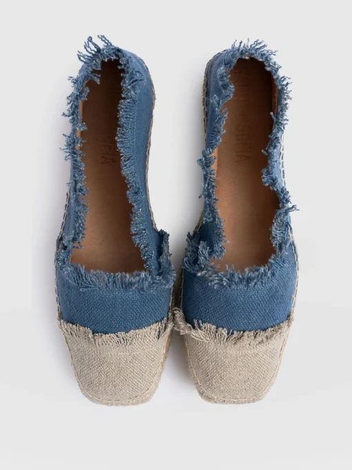 Saint and Sofia Ivy Frayed Espadrille Pumps - Blue
