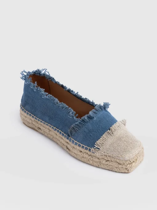 Saint and Sofia Ivy Frayed Espadrille Pumps - Blue