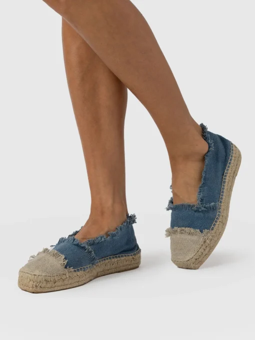 Saint and Sofia Ivy Frayed Espadrille Pumps - Blue