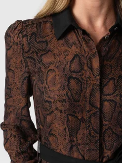 Saint and Sofia Jacqueline Shirt Dress - Brown Snake