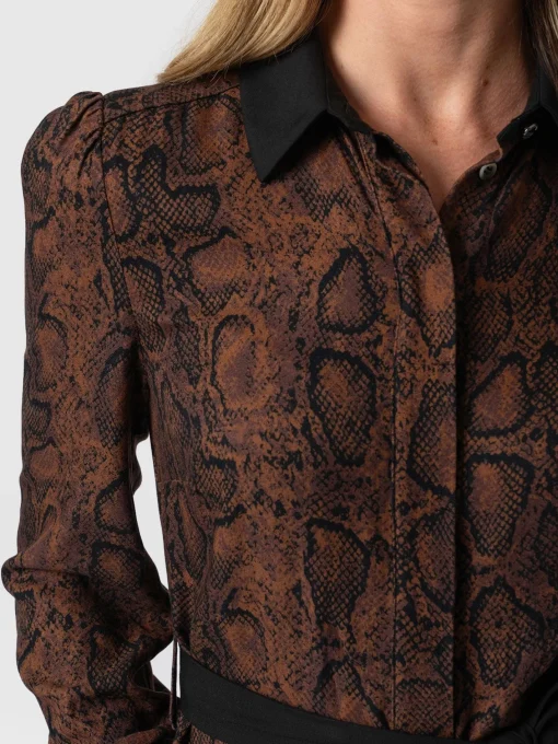 Saint and Sofia Jacqueline Shirt Dress - Brown Snake