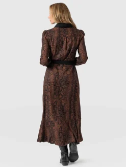 Saint and Sofia Jacqueline Shirt Dress - Brown Snake