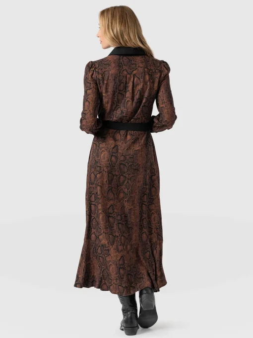 Saint and Sofia Jacqueline Shirt Dress - Brown Snake