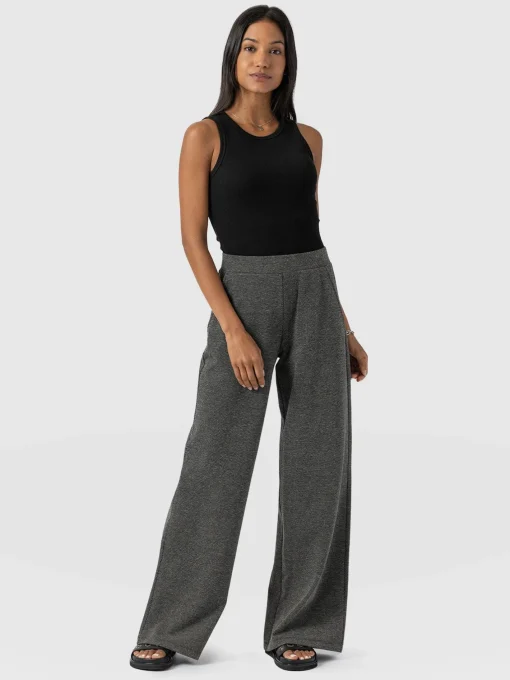 Saint and Sofia Keller Wide Leg Pant - Grey Twill