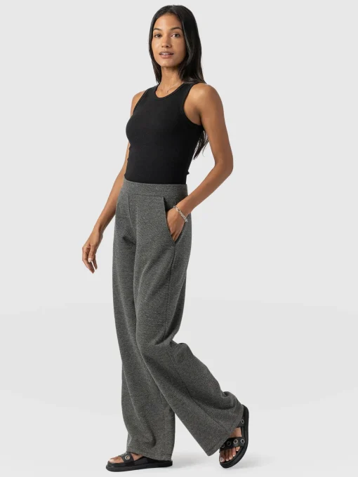 Saint and Sofia Keller Wide Leg Pant - Grey Twill