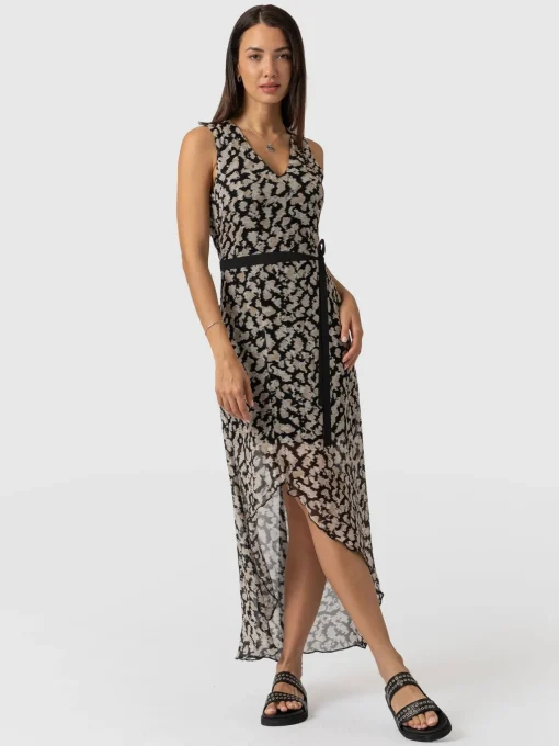 Saint and Sofia Lexi High Low Dress - Black Confetti Petal