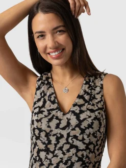 Saint and Sofia Lexi High Low Dress - Black Confetti Petal