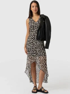 Saint and Sofia Lexi High Low Dress - Black Confetti Petal