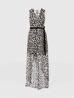 Saint and Sofia Lexi High Low Dress - Black Confetti Petal