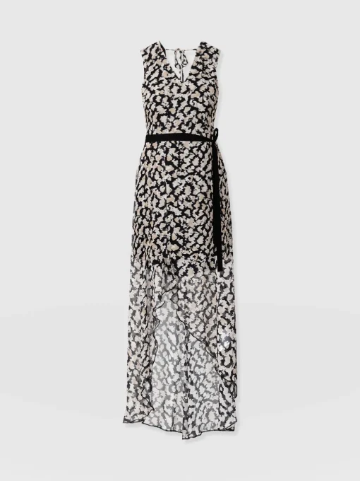Saint and Sofia Lexi High Low Dress - Black Confetti Petal