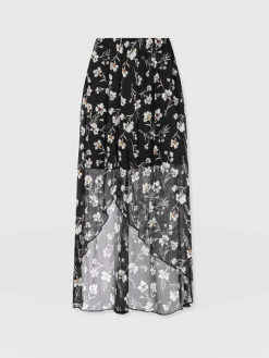 Saint and Sofia Lexi High Low Skirt - Black Spring Floral