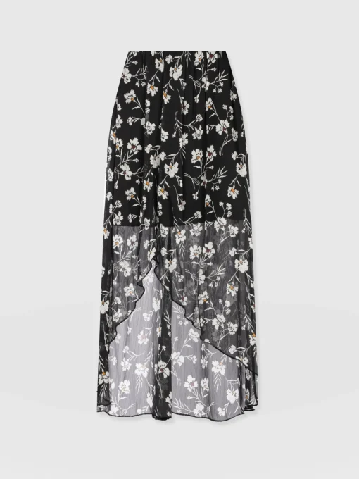 Saint and Sofia Lexi High Low Skirt - Black Spring Floral