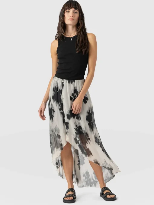 Saint and Sofia Lexi High Low Skirt - White Fade Floral