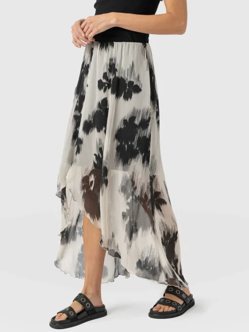 Saint and Sofia Lexi High Low Skirt - White Fade Floral