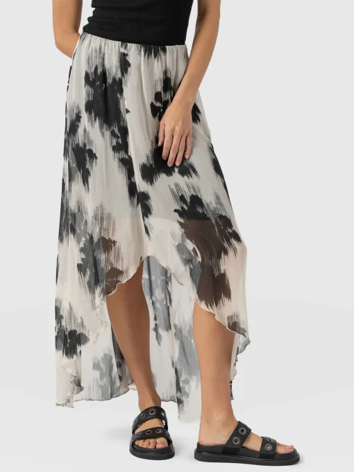 Saint and Sofia Lexi High Low Skirt - White Fade Floral