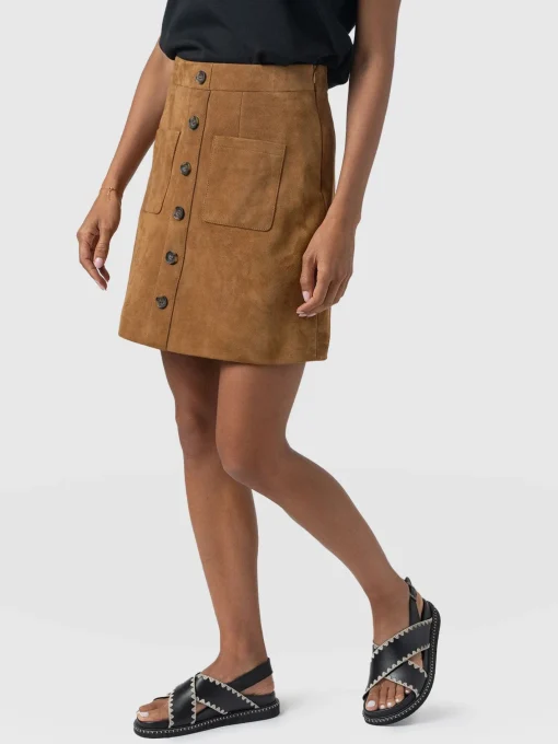 Saint and Sofia Luther Suede Mini Skirt - Camel
