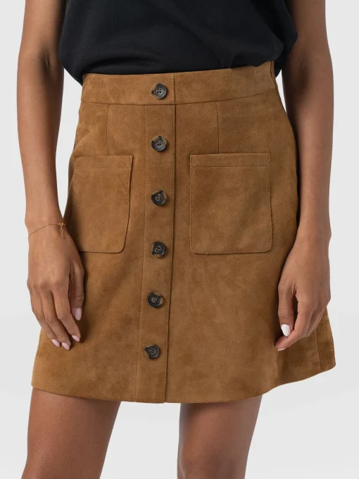 Saint and Sofia Luther Suede Mini Skirt - Camel