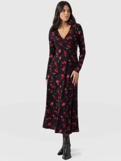 Saint and Sofia Maggie Wrap Midi Dress - Pink Aurora