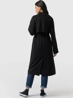 Saint and Sofia Marion Double Breasted Trench - Black