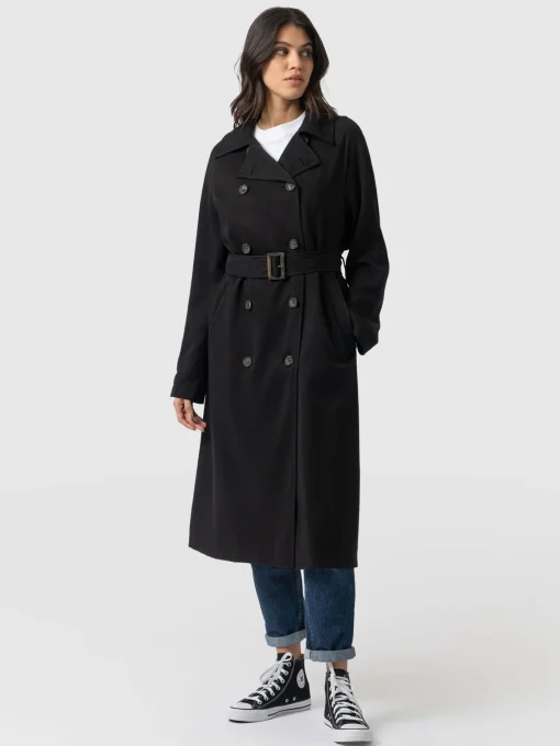 Saint and Sofia Marion Double Breasted Trench - Black