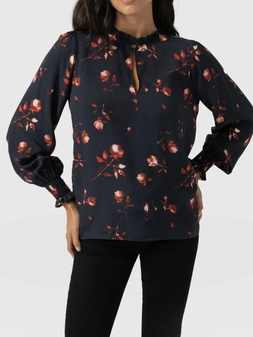 Saint and Sofia Olivia Blouse - Dark Roses