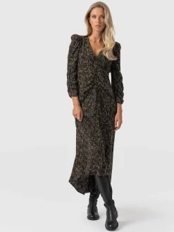 Saint and Sofia Paloma Ruched Dress - Ditsy Leopard