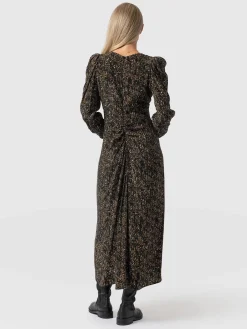 Saint and Sofia Paloma Ruched Dress - Ditsy Leopard