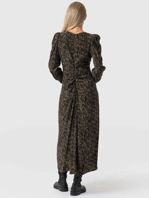 Saint and Sofia Paloma Ruched Dress - Ditsy Leopard