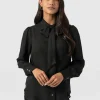 Saint and Sofia Paxton Pussybow Blouse - Black
