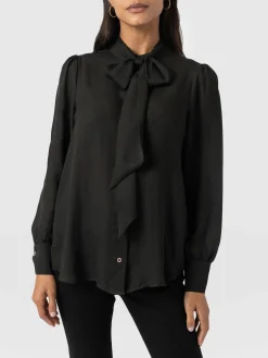 Saint and Sofia Paxton Pussybow Blouse - Black