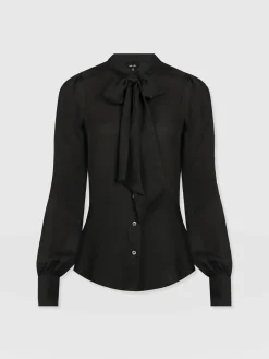 Saint and Sofia Paxton Pussybow Blouse - Black