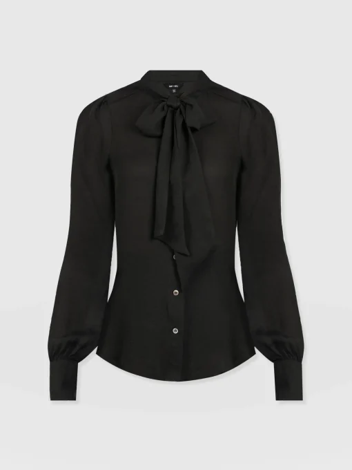 Saint and Sofia Paxton Pussybow Blouse - Black