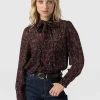 Saint and Sofia Paxton Pussybow Blouse - Red Ditsy Leopard