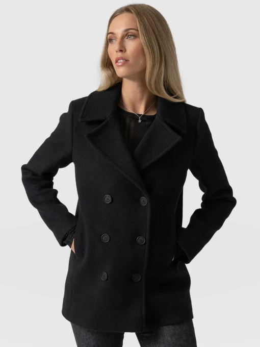 Saint and Sofia Quinn Pea Coat - Black