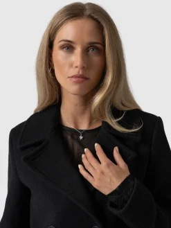 Saint and Sofia Quinn Pea Coat - Black