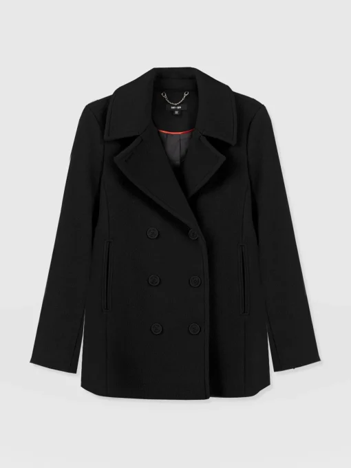 Saint and Sofia Quinn Pea Coat - Black