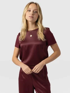 Saint and Sofia Rayner Contrast Tee - Maroon