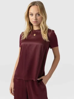 Saint and Sofia Rayner Contrast Tee - Maroon