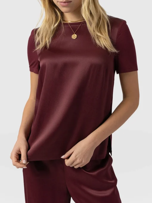 Saint and Sofia Rayner Contrast Tee - Maroon